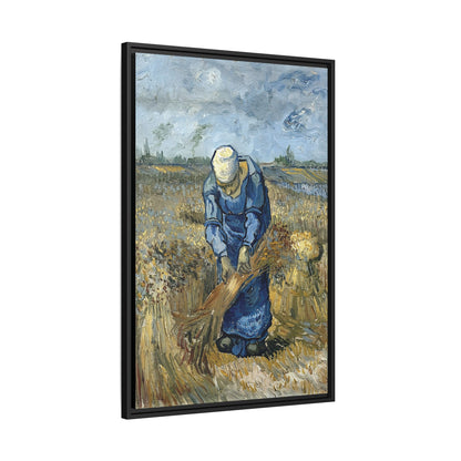 Peasant Woman Binding Sheaves (After Millet) by Vincent van Gogh / Toile encadrée sur caisse américaine