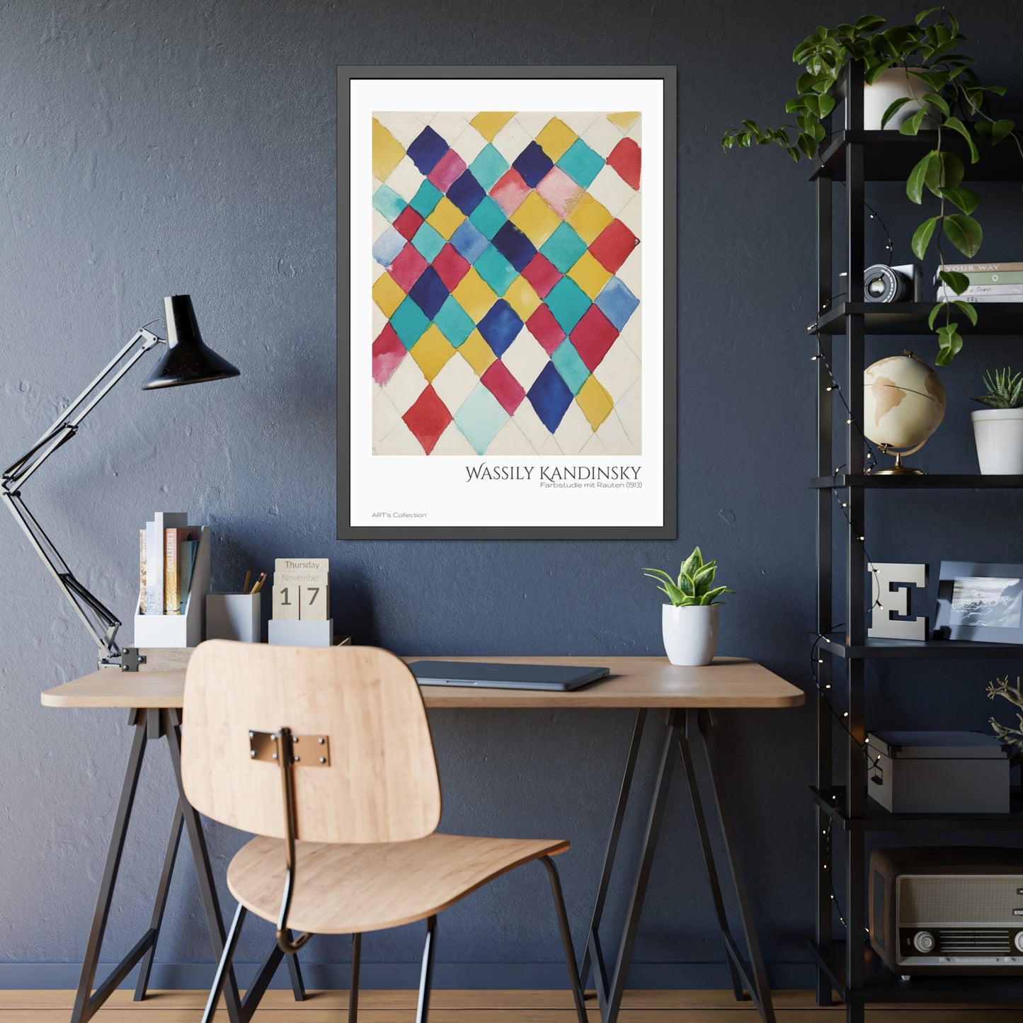 Farbstudie mit Rauten (1913) by Wassily Kandinsky / Affiche Encadrée série ART's Collection