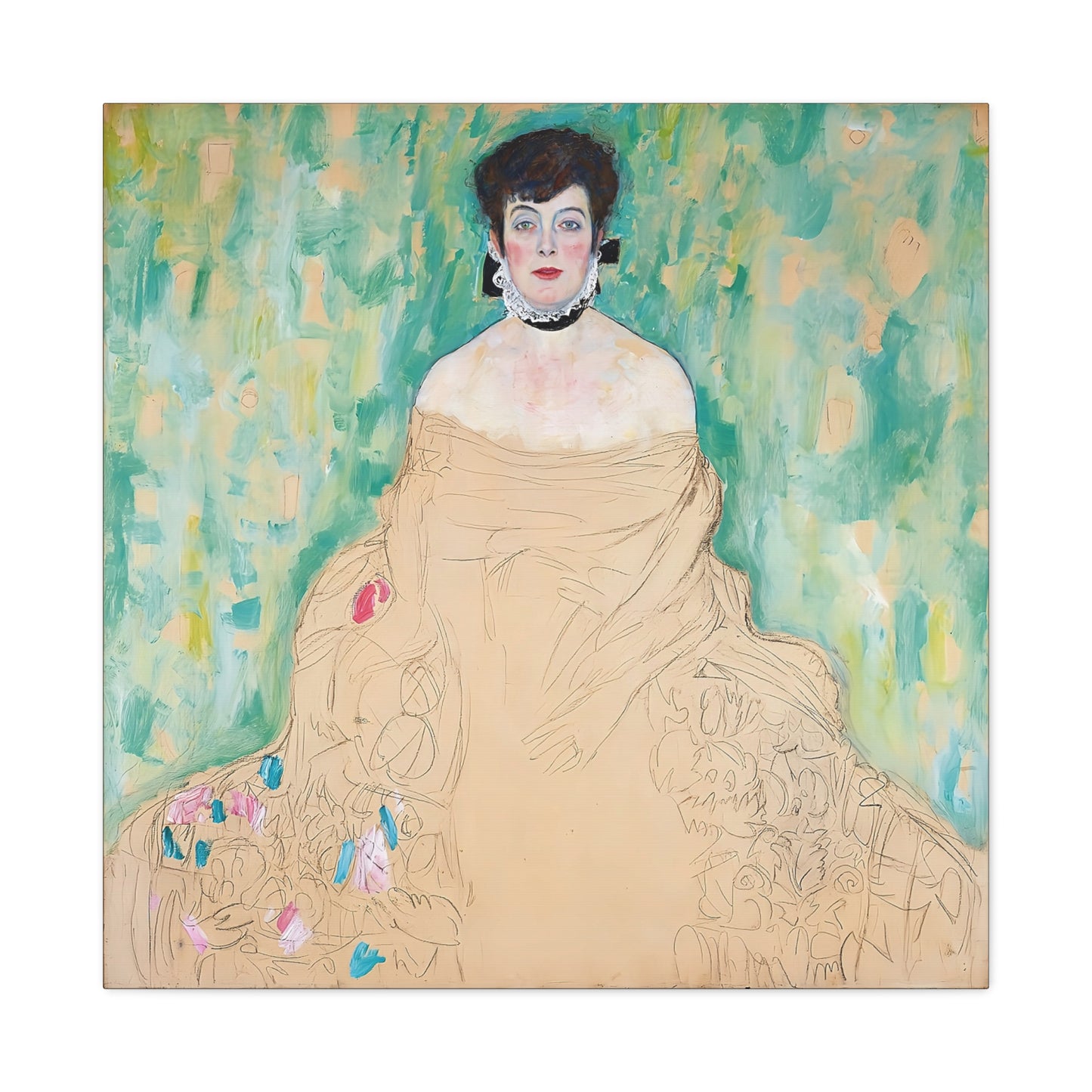 Amalie Zuckerkandl (1917) by Gustav Klimt / Reproduction Fine Art sur Toile / Flanc Large Epaisseur 3.2 cm - 1.25 inch