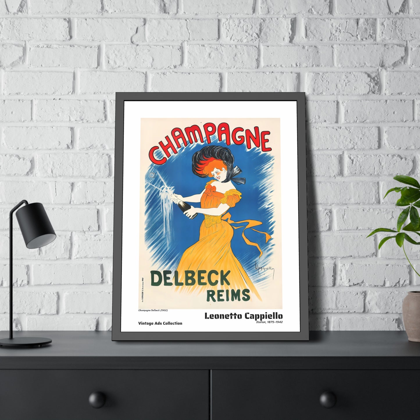 Champagne Delbeck (1902) by Leonetto Cappiello / Affiche Encadrée Série Vintage Ads Collection