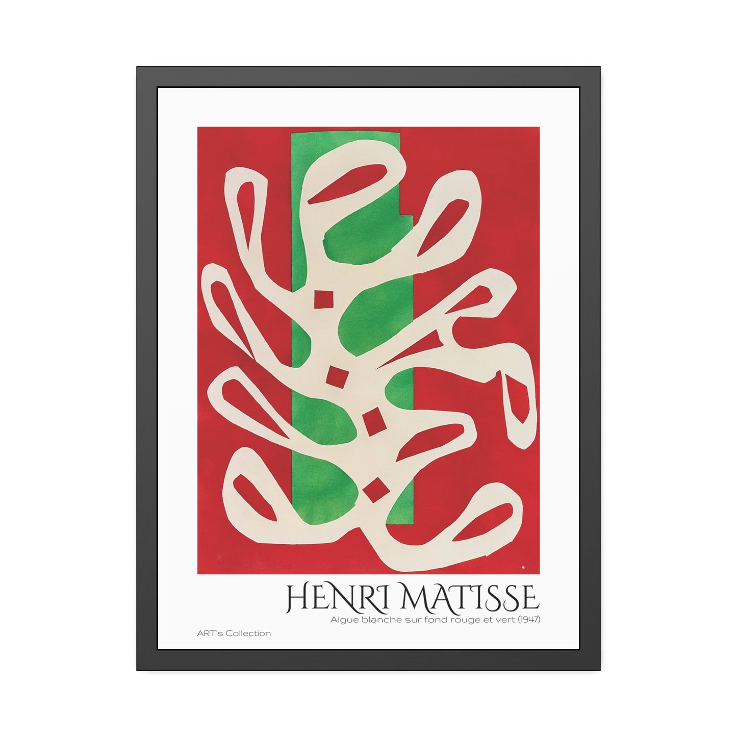 Algue blanche sur fond rouge et vert (1947) by Henri Matisse / Affiche Encadrée série ART's Collection