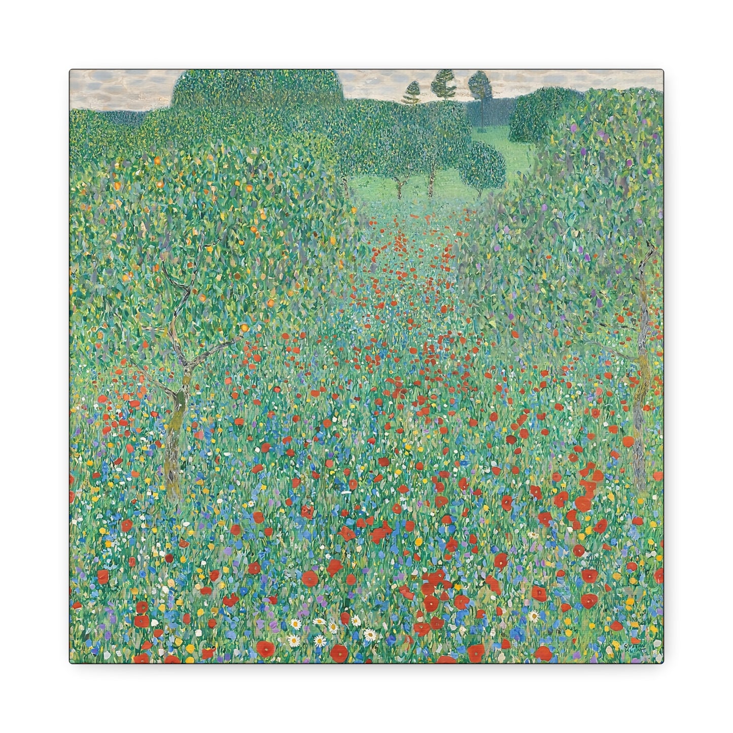 Blühender Mohn Mohnwiese (1907) by Gustav Klimt / Reproduction Fine Art sur Toile / Flanc Large Epaisseur 3.2 cm - 1.25 inch