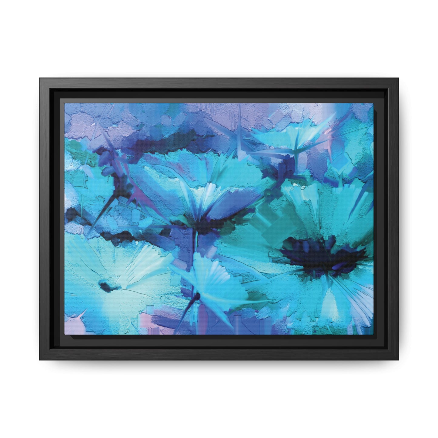 Tableau Floral Turquoise "Série Sign Collections" / Toile encadrée sur caisse américaine