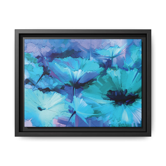 Tableau Floral Turquoise "Série Sign Collections" / Toile encadrée sur caisse américaine