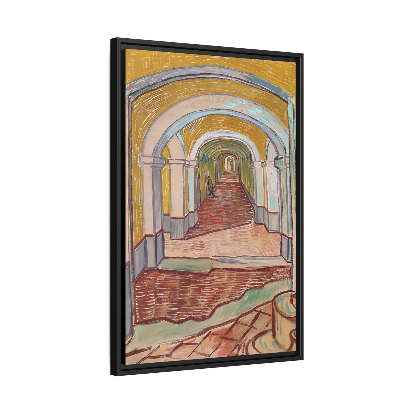 Corridor in the Asylum (1889) by Vincent van Gogh / Toile encadrée sur caisse américaine