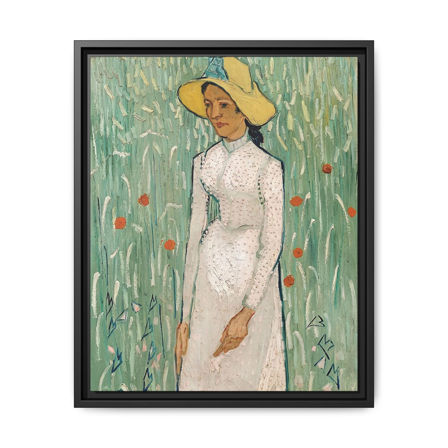 Girl in White (1890) by Vincent van Gogh / Toile encadrée sur caisse américaine