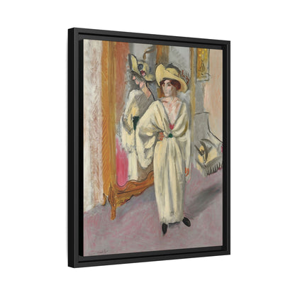Femme en blanc debout devant une glace (1918-1919) by Henri Matisse / Toile encadrée sur caisse américaine