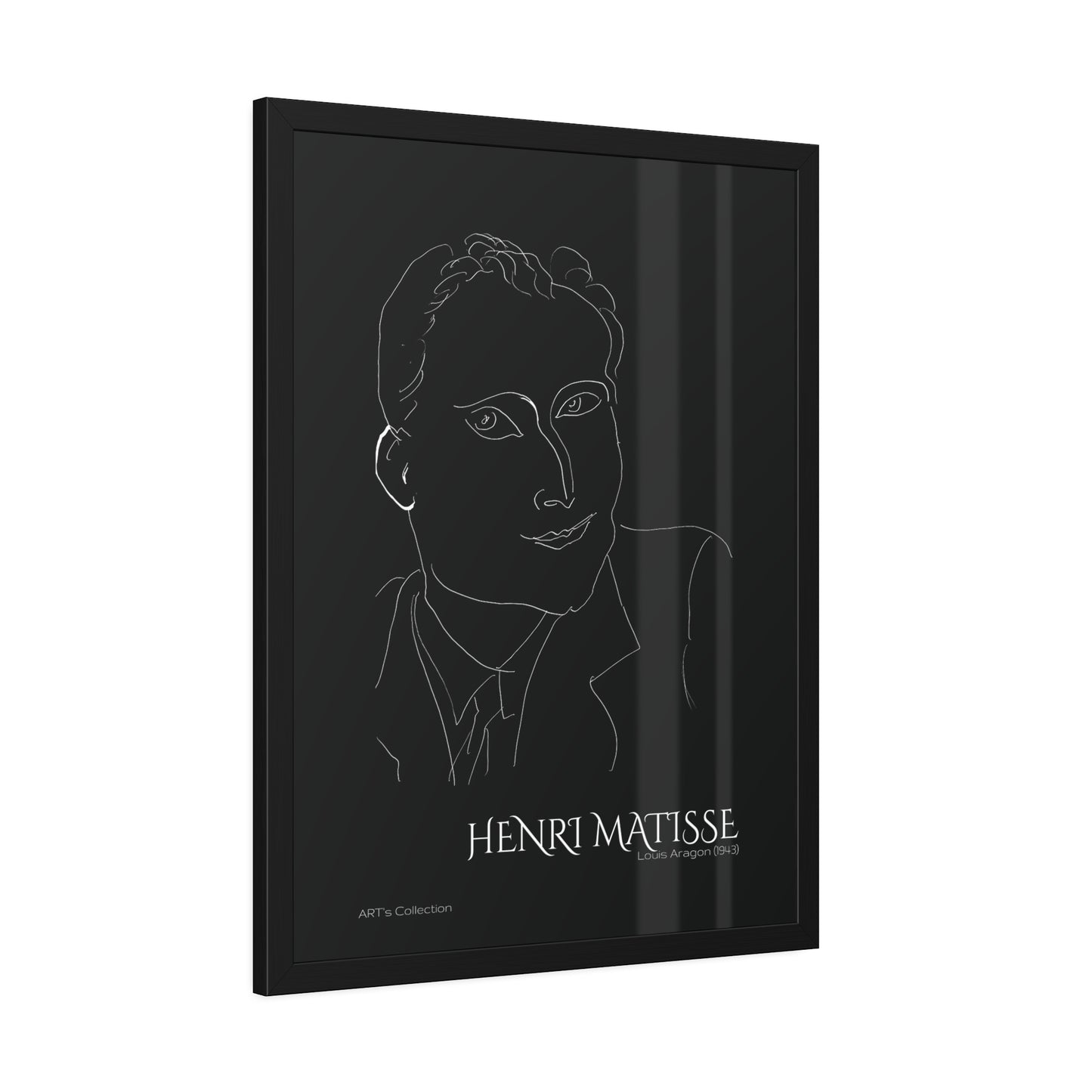 Louis Aragon (1943) black édition by Henri Matisse / Affiche Encadrée série ART's Collection