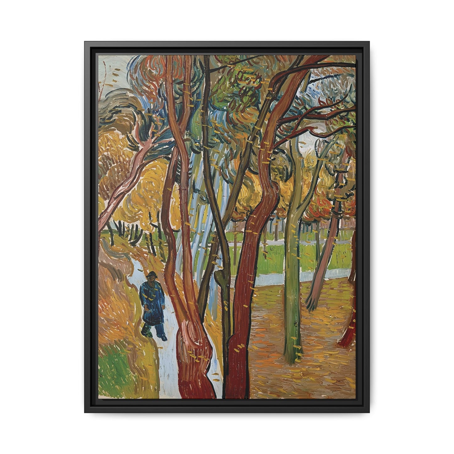 The garden of Saint Paul's Hospital (The fall of the leaves) by Vincent van Gogh / Toile encadrée sur caisse américaine