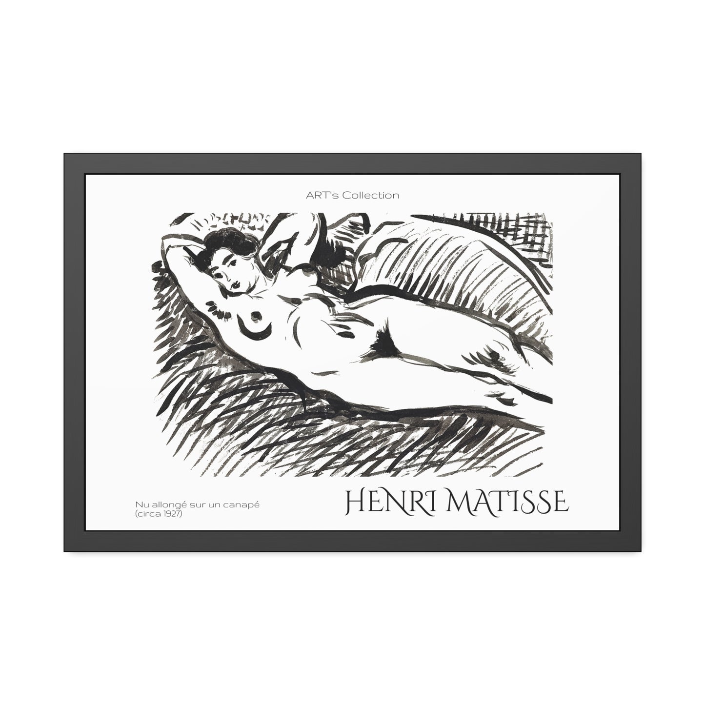 Nu allongé sur un canapé (circa 1927) by Henry Matisse  / Affiche Encadrée série ART's Collection