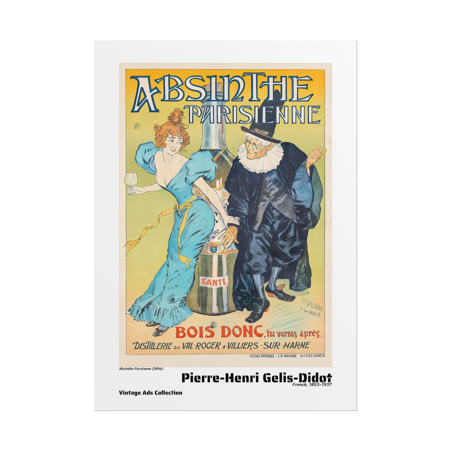 Absinthe Parisienne (1896) by Pierre-Henri Gelis-Didot / Affiche imprimée - Série Vintage Ads Collection
