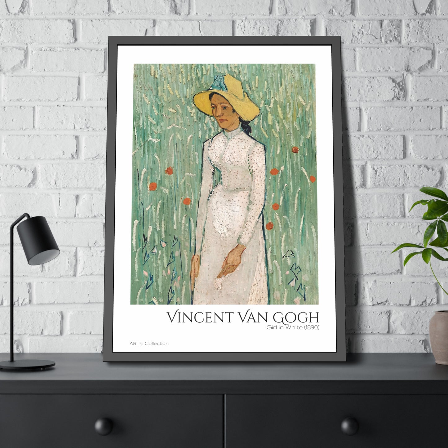 Girl in White (1890) by Vincent Van Gogh / Affiche Encadrée série ART's Collection