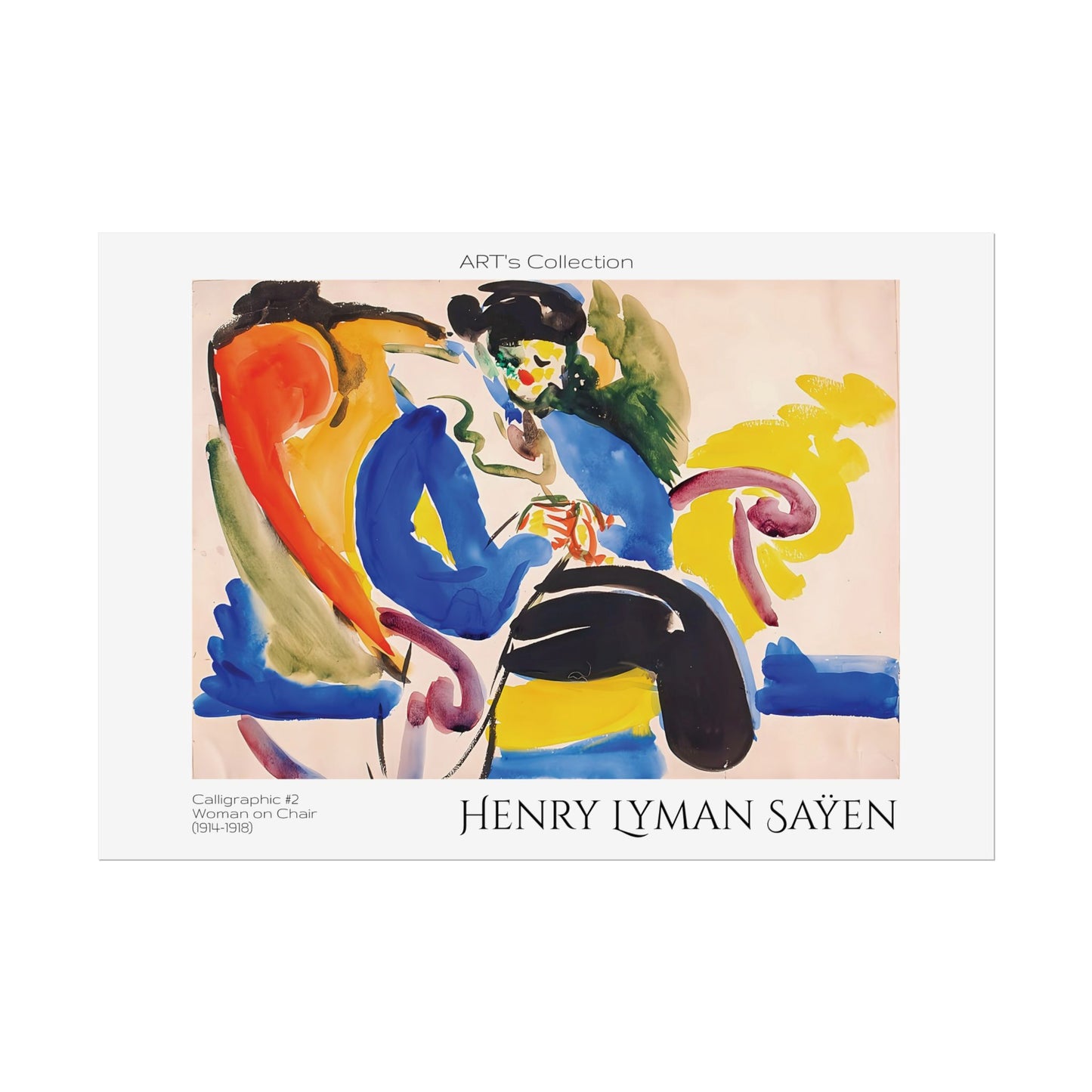 Calligraphic #2 Woman on Chair (1914-1918) by Henry Lyman Saÿen / Affiche imprimée - Série ART's Collection