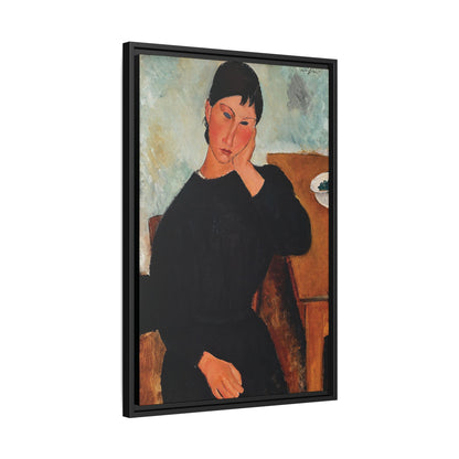 Elvira Resting at a Table (1919) by Amedeo Modigliani / Toile encadrée sur caisse américaine