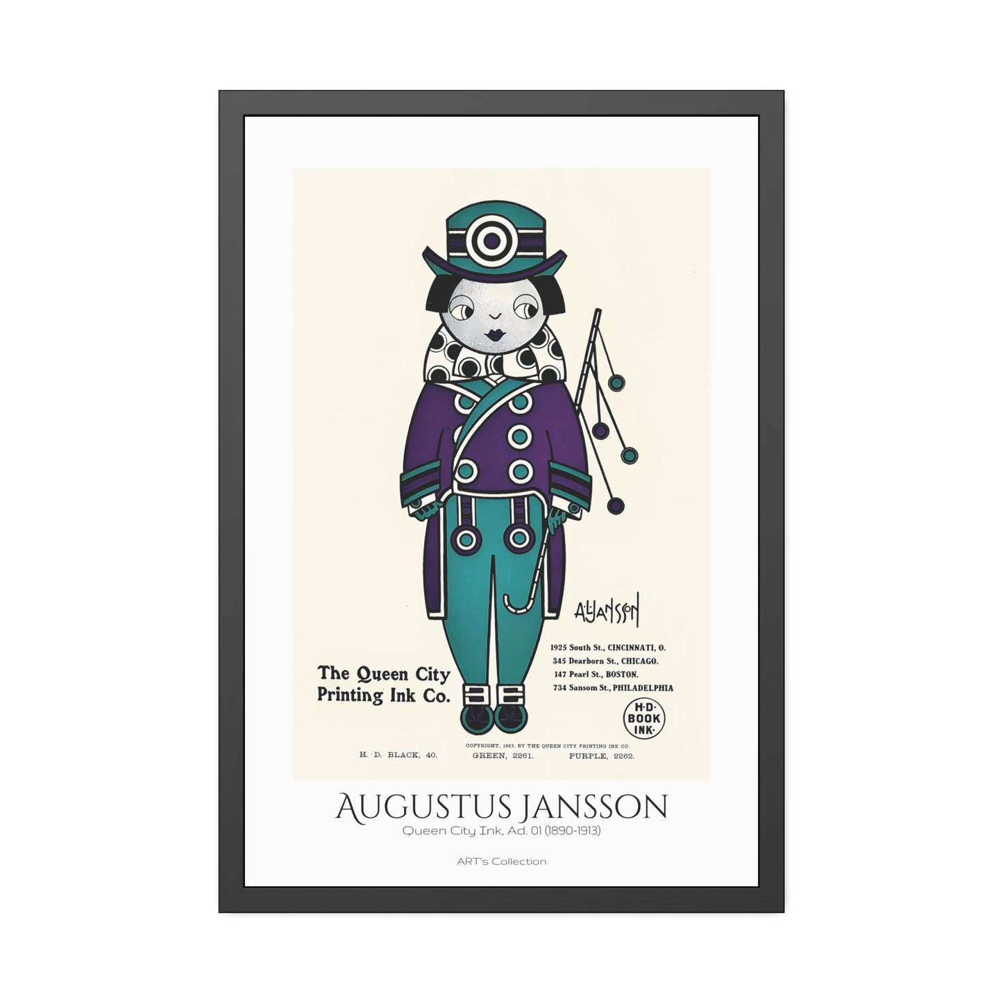 Queen City Ink, Ad. 01 (1890-1913) by Augustus Jansson  / Affiche Encadrée série ART's Collection