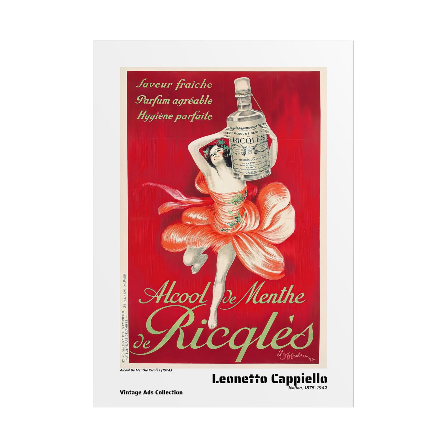 Alcool De Menthe Ricqlès (1924) by Leonetto Cappiello / Affiche imprimée - Série Vintage Ads Collection