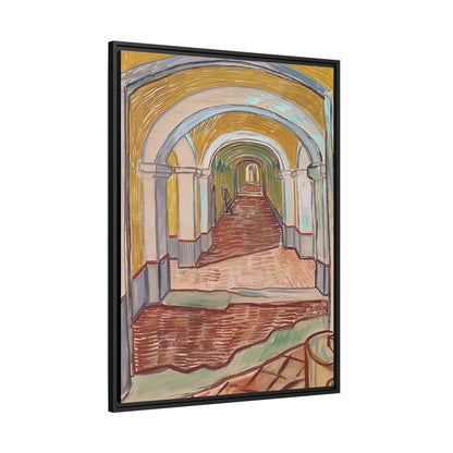Corridor in the Asylum (1889) by Vincent van Gogh / Toile encadrée sur caisse américaine