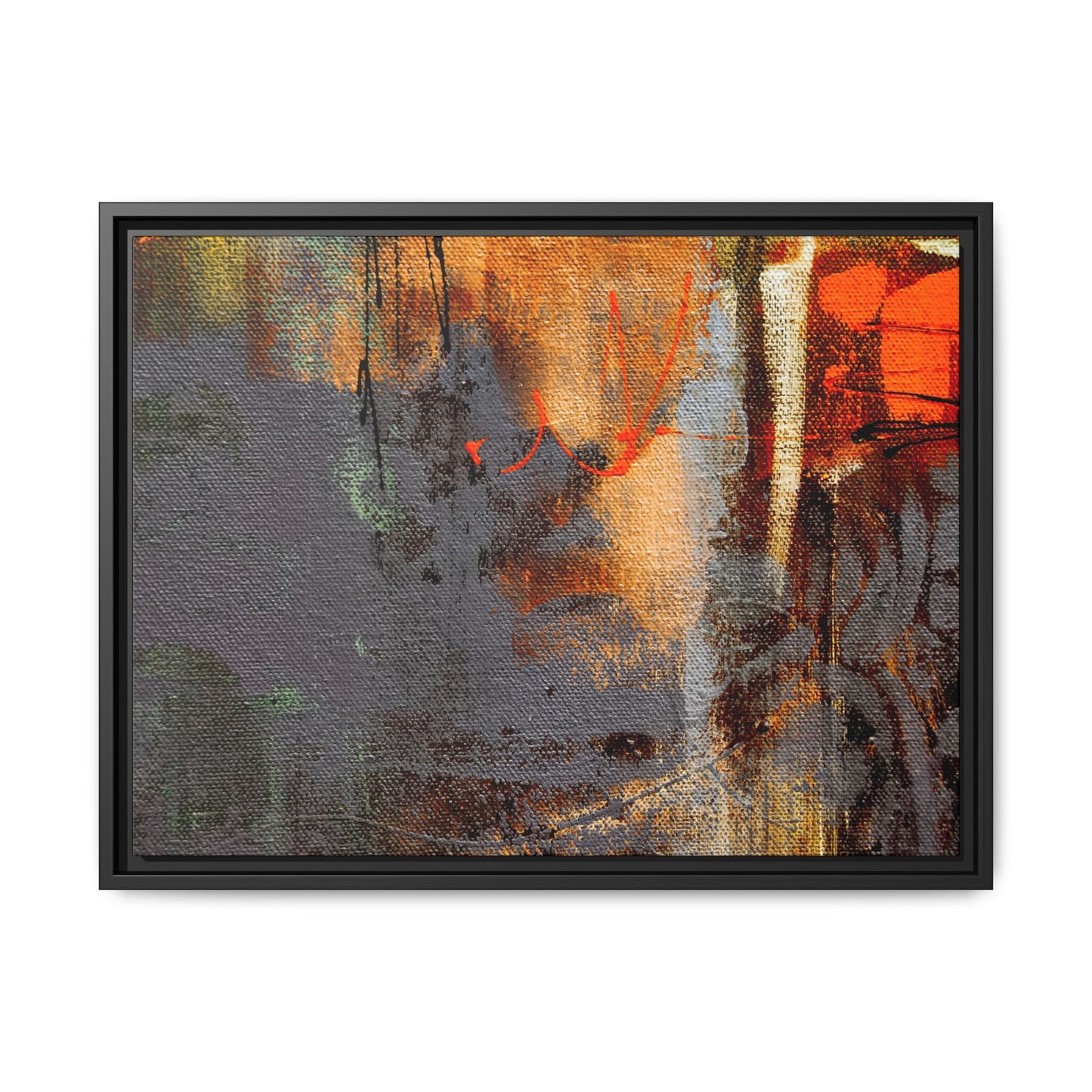 Tableau Beaux Arts Anthracite & Orange "Série Sign Collections" / Toile encadrée sur caisse américaine