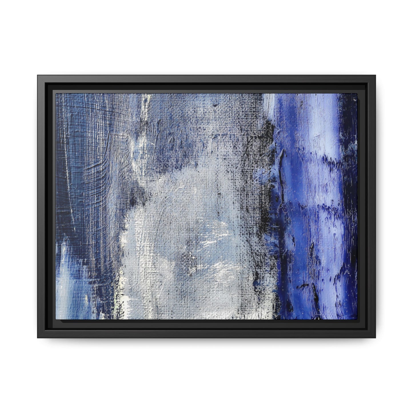 Tableau Beaux Arts Anthracite & Bleu Contrasté "Série Sign Collections" / Toile encadrée sur caisse américaine