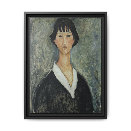 Jeune Fille Aux Cheveux Noirs by Amedeo Modigliani / Toile encadrée sur caisse américaine