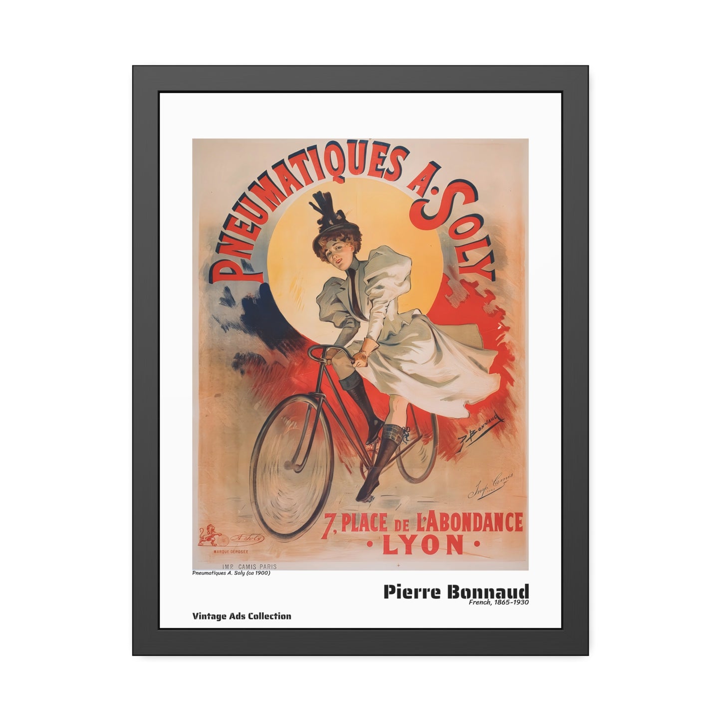 Pneumatiques A. Soly (ca 1900) by Pierre Bonnaud / Affiche Encadrée Série Vintage Ads Collection
