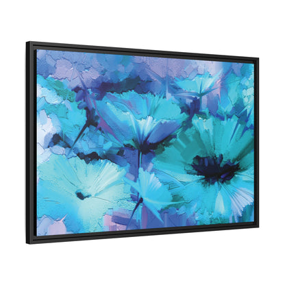 Tableau Floral Turquoise "Série Sign Collections" / Toile encadrée sur caisse américaine