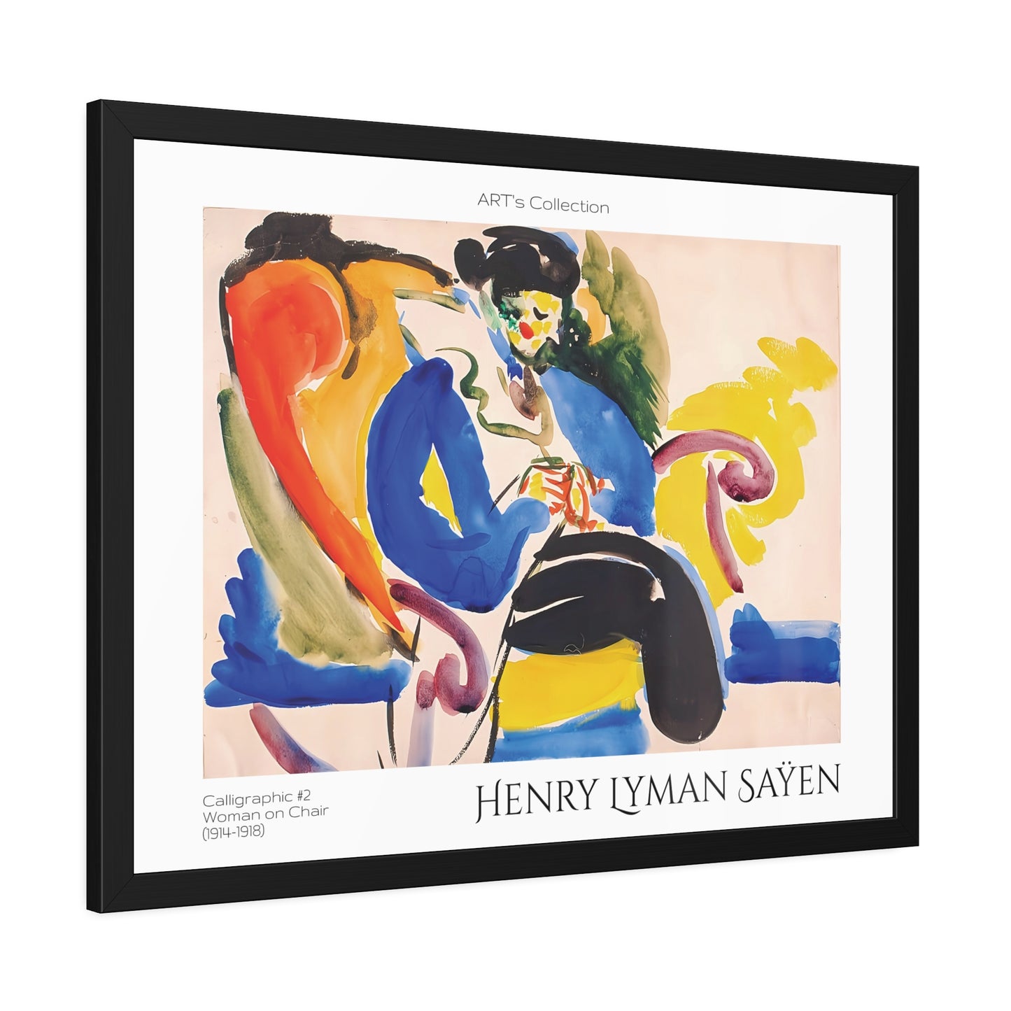 Calligraphic #2 Woman on Chair (1914-1918) by Henry Lyman Saÿen  / Affiche Encadrée série ART's Collection
