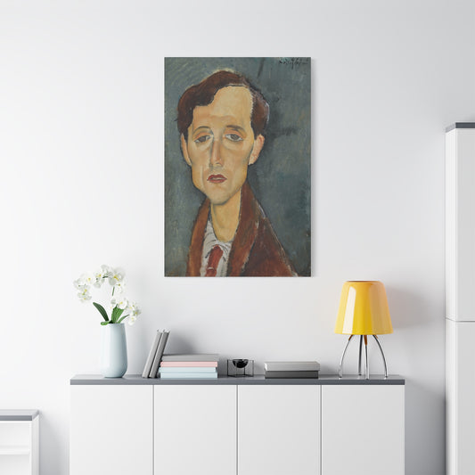 Portrait of Frans Hellens (1919)  by Amedeo Modigliani / Reproduction Fine Art sur Toile / Flanc Large Epaisseur 3.2 cm - 1.25 inch