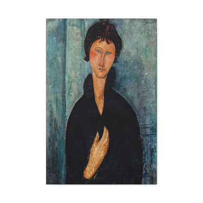 Femme aux yeux bleus (1918) by Amedeo Modigliani / Reproduction Fine Art sur Toile / Flanc Large Epaisseur 3.2 cm - 1.25 inch