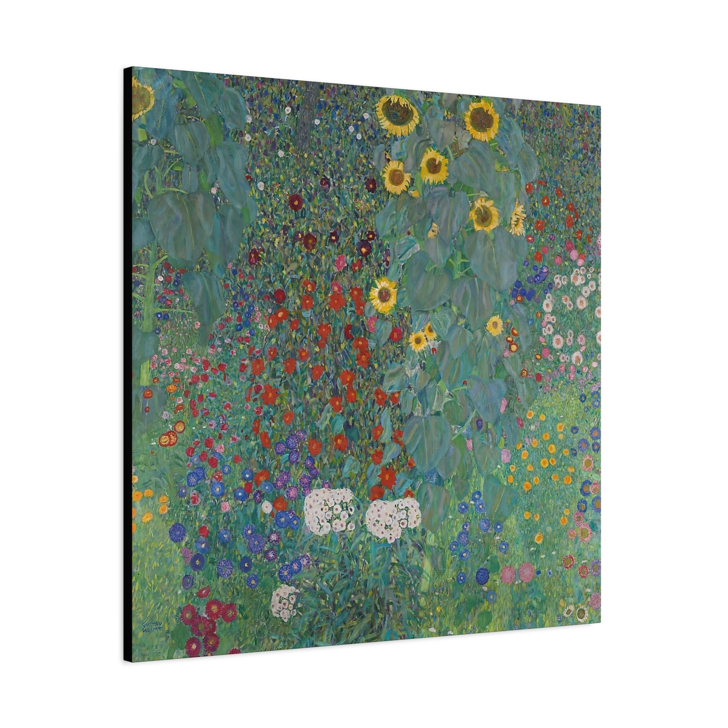 Cottage garden with sunflowers (1907) by Gustav Klimt / Reproduction Fine Art sur Toile / Flanc Large Epaisseur 3.2 cm - 1.25 inch