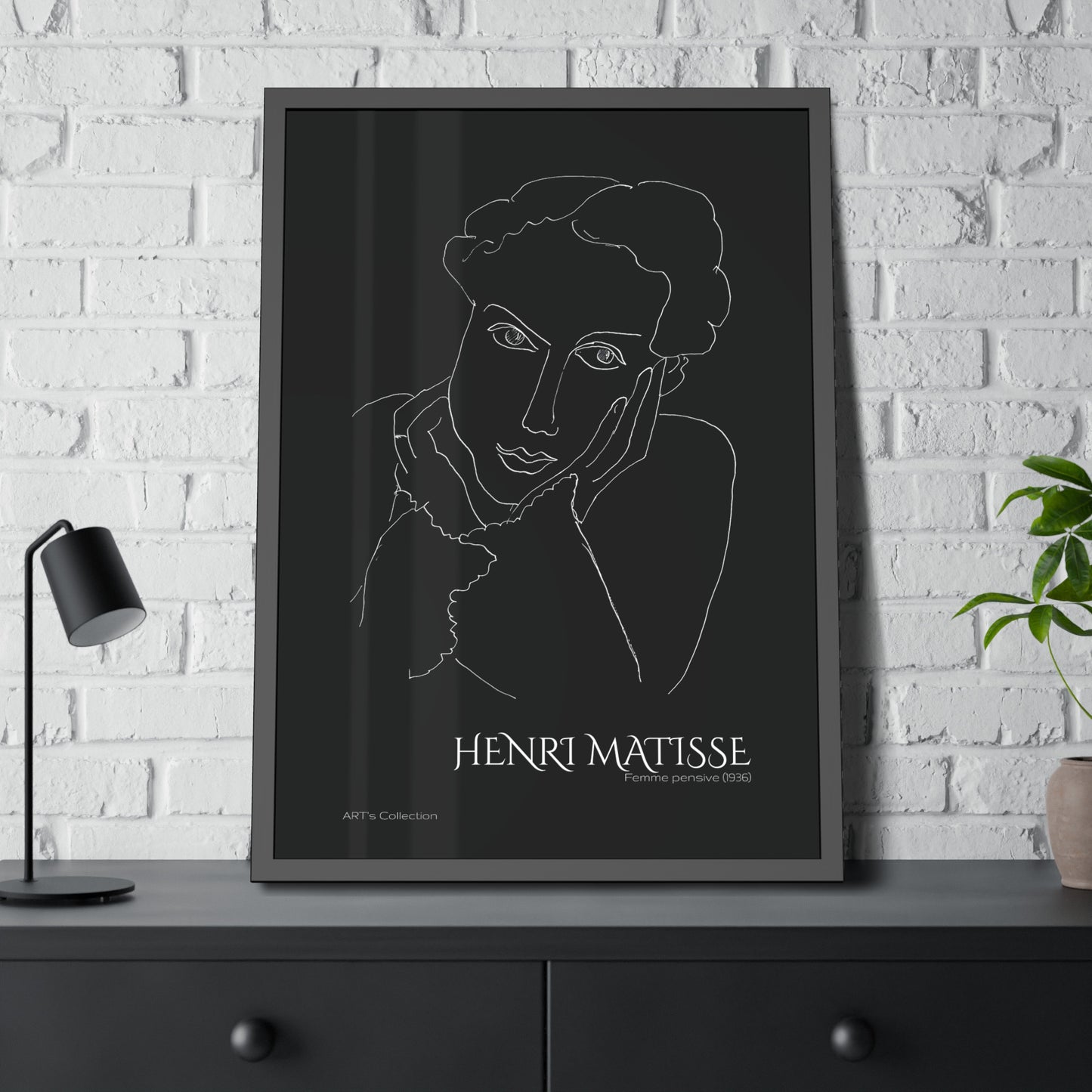 Femme pensive (1936) black édition by Henri Matisse / Affiche Encadrée série ART's Collection