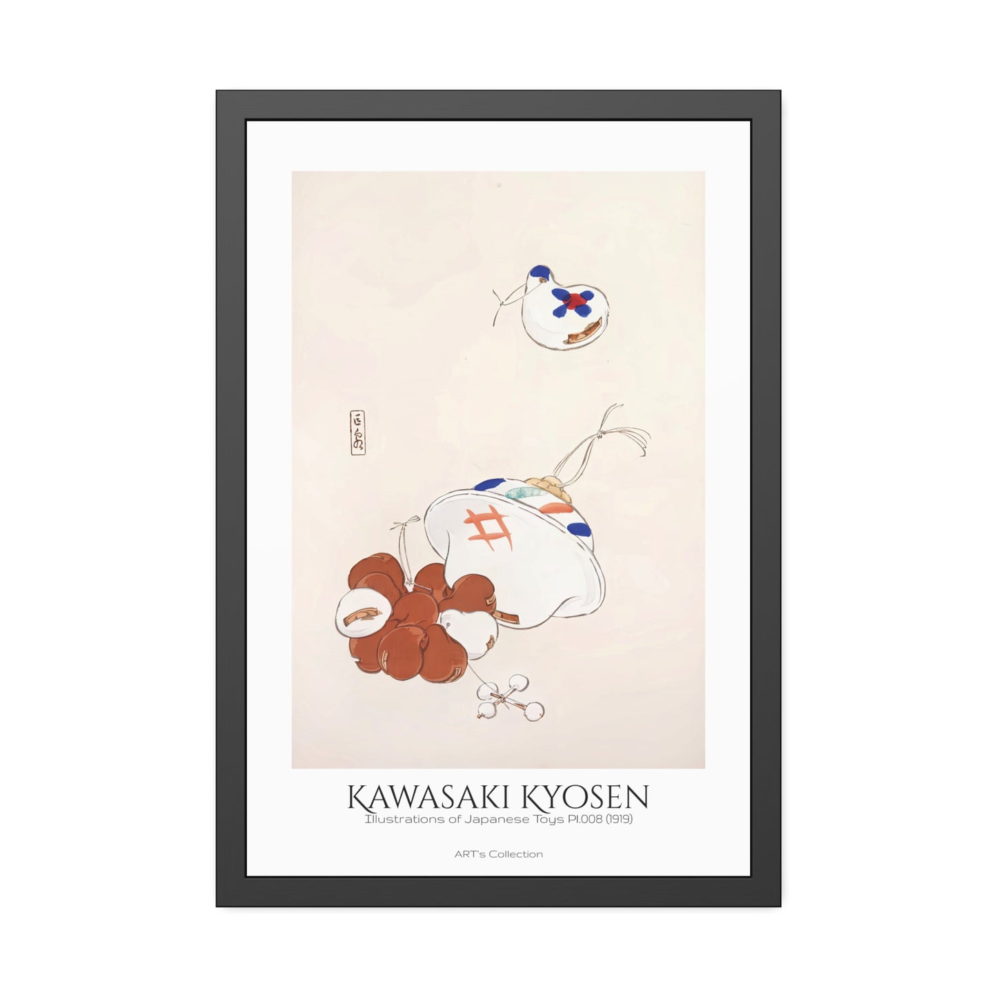 Illustrations of Japanese Toys Pl.008 (1919) by Kawasaki Kyosen / Affiche Encadrée série ART's Collection