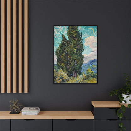 Cypresses (1889) by Vincent van Gogh / Toile encadrée sur caisse américaine