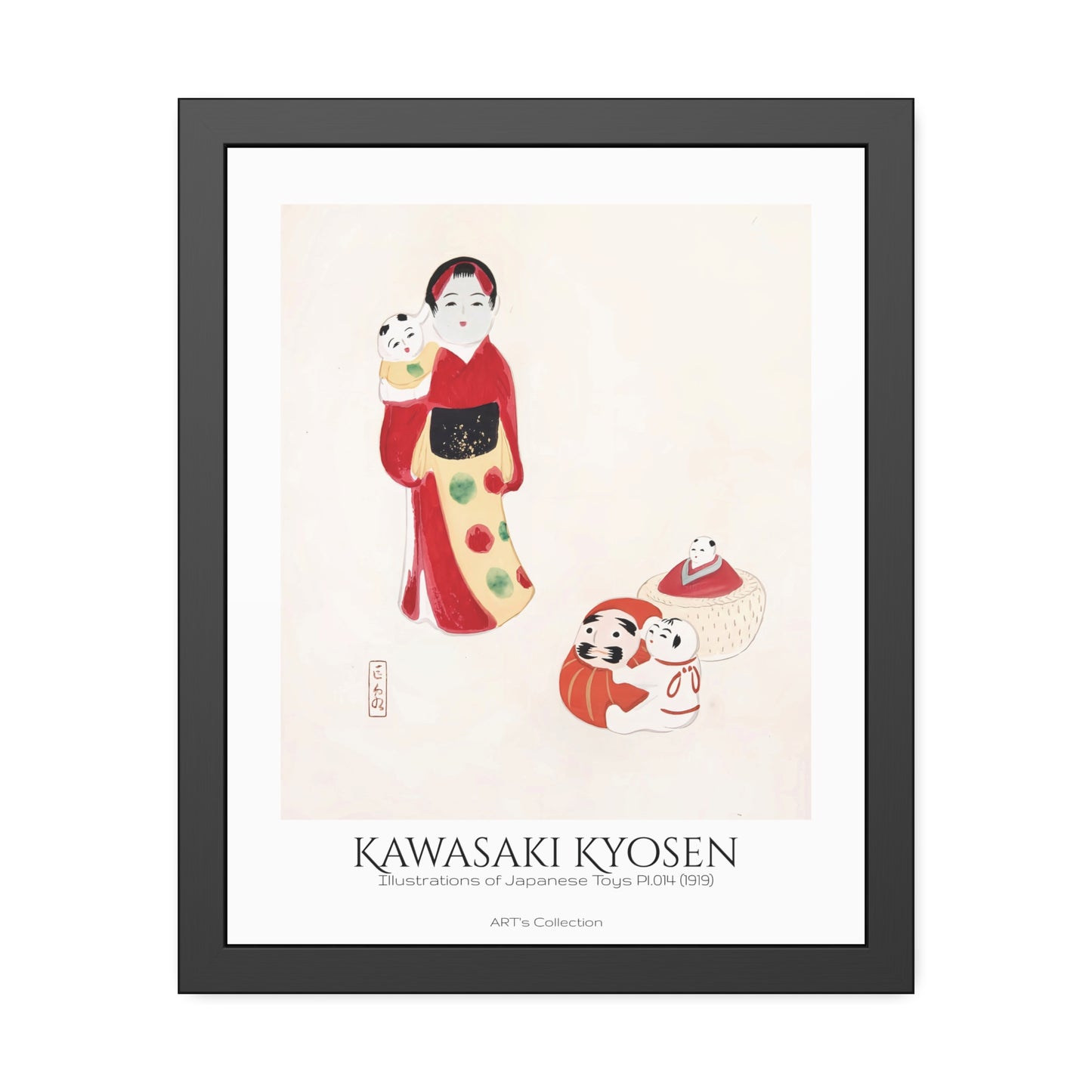 Illustrations of Japanese Toys Pl.014 (1919) by Kawasaki Kyosen / Affiche Encadrée série ART's Collection
