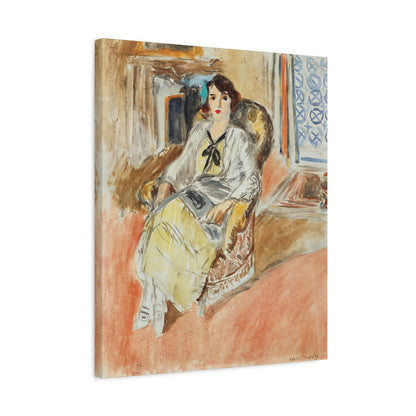 Jeune fille assise, robe jaune (1921-1922) by Henri Matisse / Reproduction Fine Art sur Toile /  Epaisseur 3.2 cm - 1.25 inch