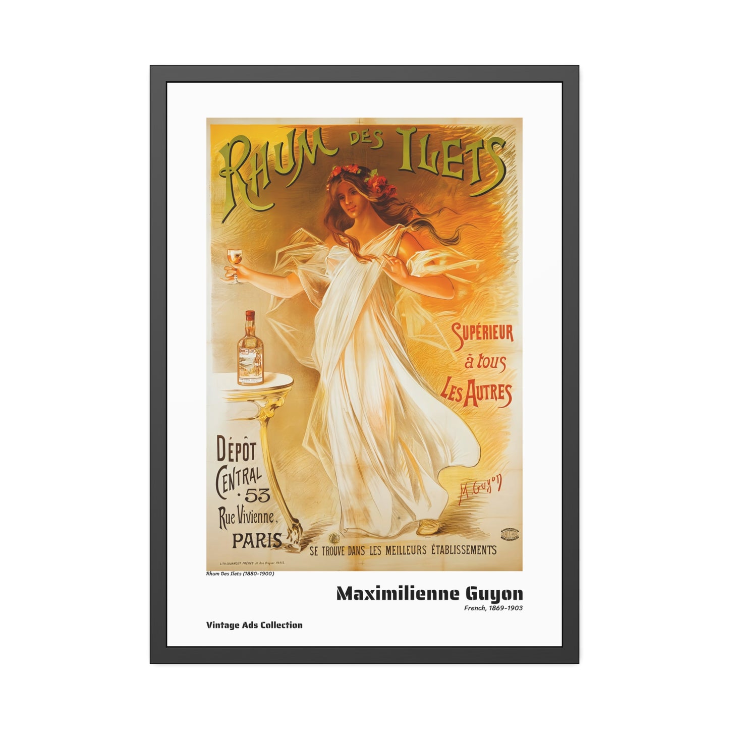 Rhum Des Ilets (1880-1900) by Maximilienne Guyon / Affiche Encadrée Série Vintage Ads Collection