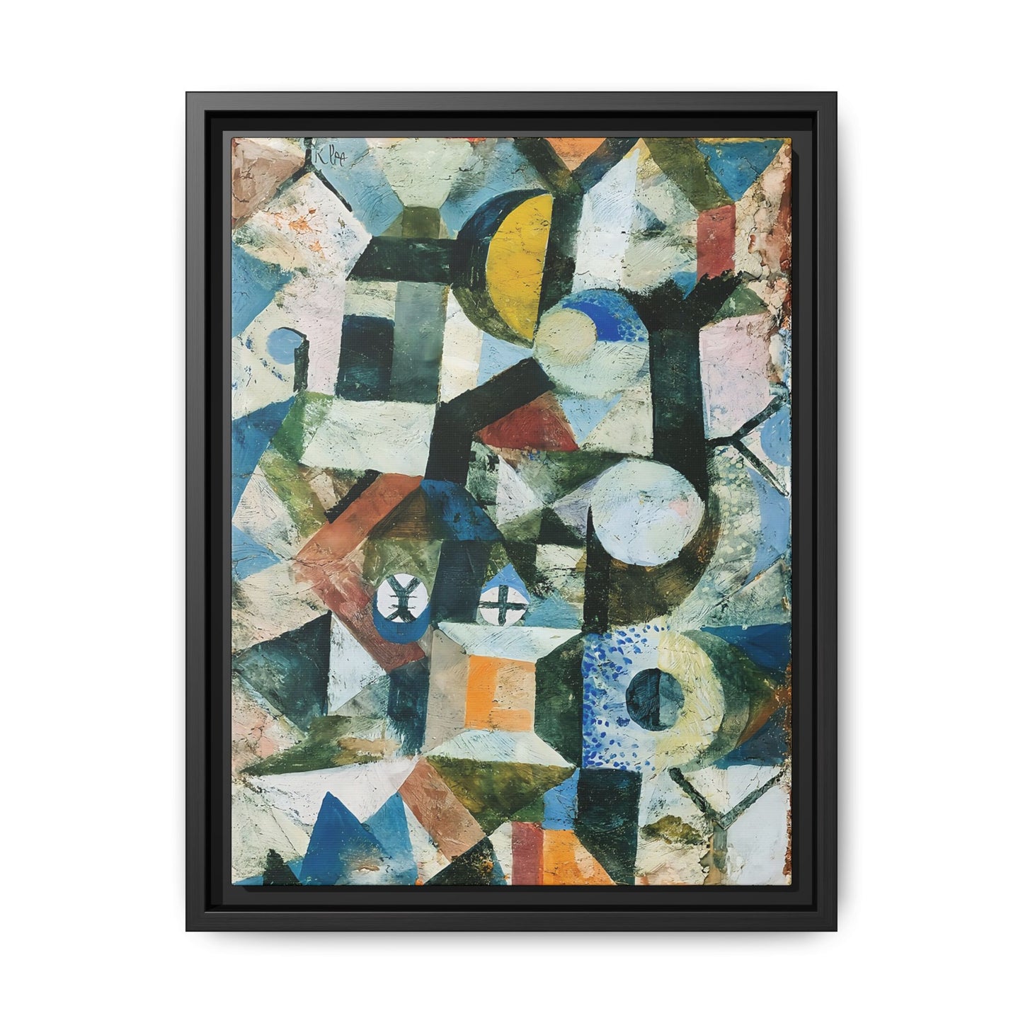 Composition with the Yellow Half-Moon and the Y (1918) by Paul Klee / Toile encadrée sur caisse américaine