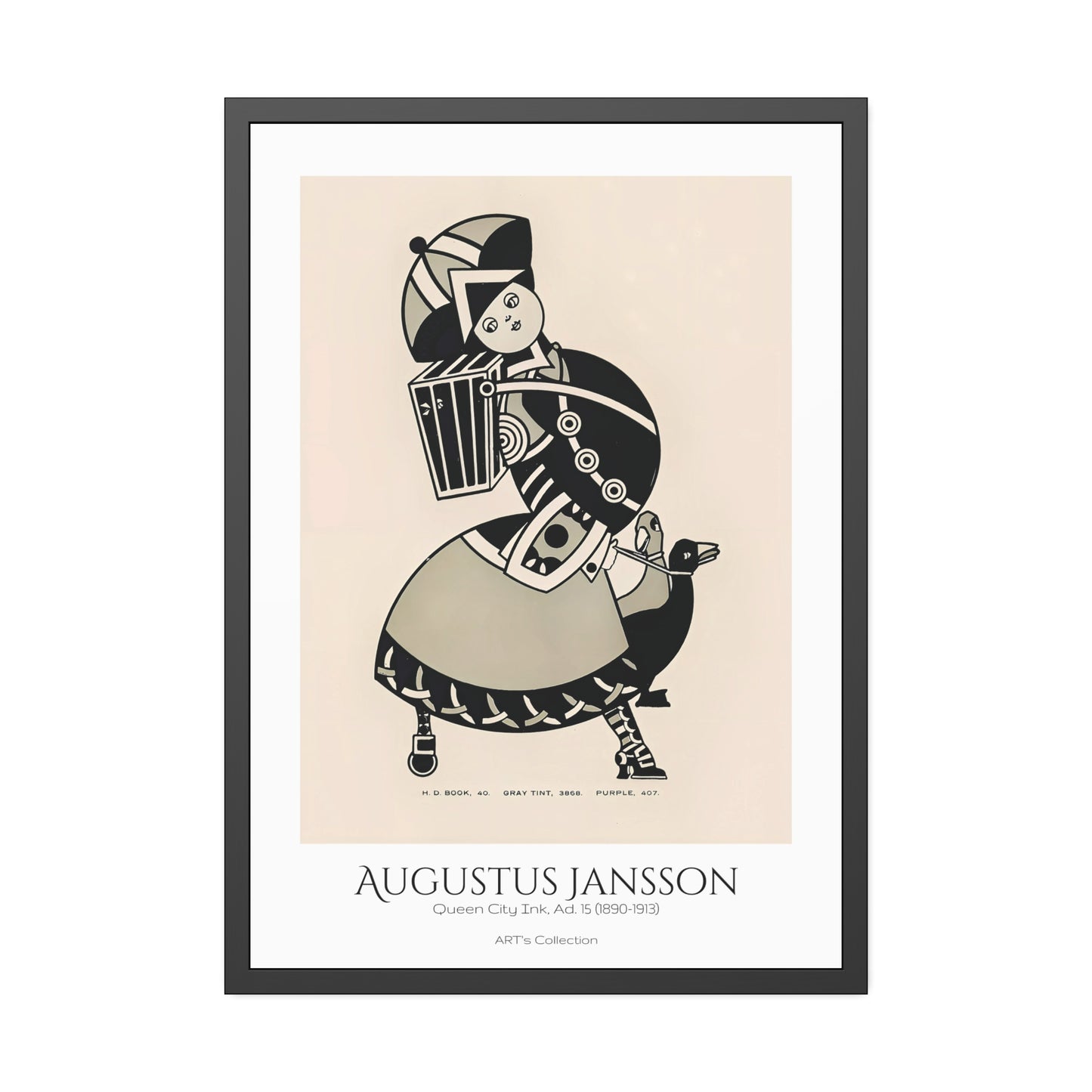Queen City Ink, Ad. 15 (1890-1913) by Augustus Jansson  / Affiche Encadrée série ART's Collection