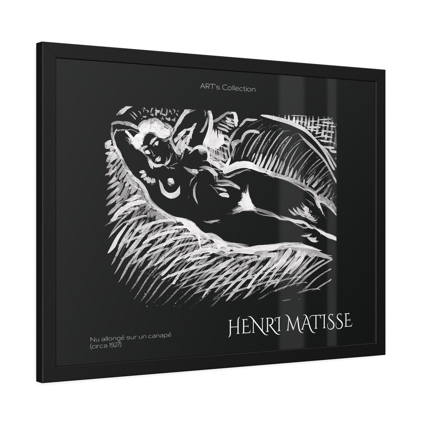 Nu allongé sur un canapé (circa 1927) black édition by Henry Matisse  / Affiche Encadrée série ART's Collection