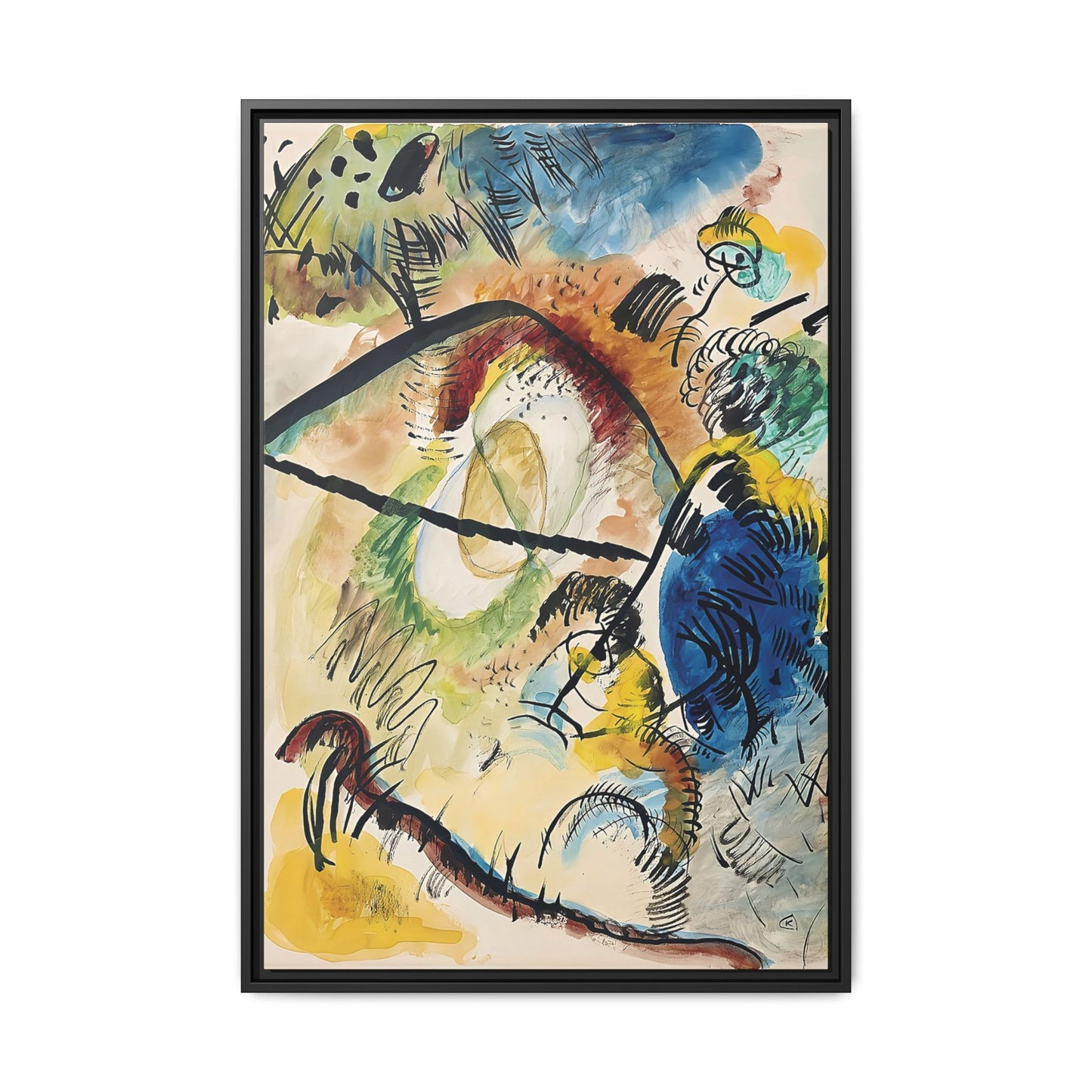 Wassily Kandinsky / Watercolor IX With Black Lines (1913) / Toile encadrée sur caisse américaine