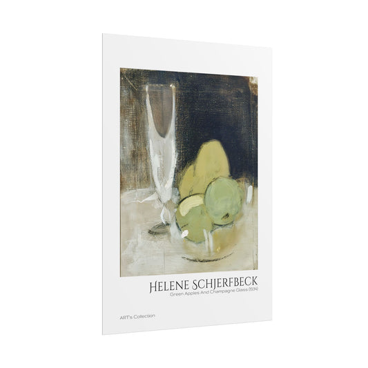 Green Apples And Champagne Glass (1934) by Helene Schjerfbeck  / Affiche imprimée - Série ART's Collection