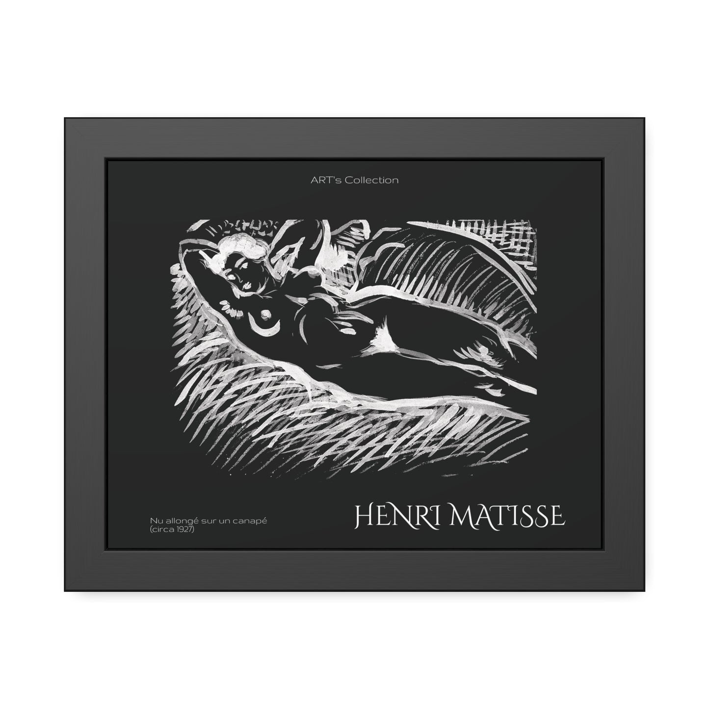Nu allongé sur un canapé (circa 1927) black édition by Henry Matisse  / Affiche Encadrée série ART's Collection