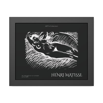 Nu allongé sur un canapé (circa 1927) black édition by Henry Matisse  / Affiche Encadrée série ART's Collection