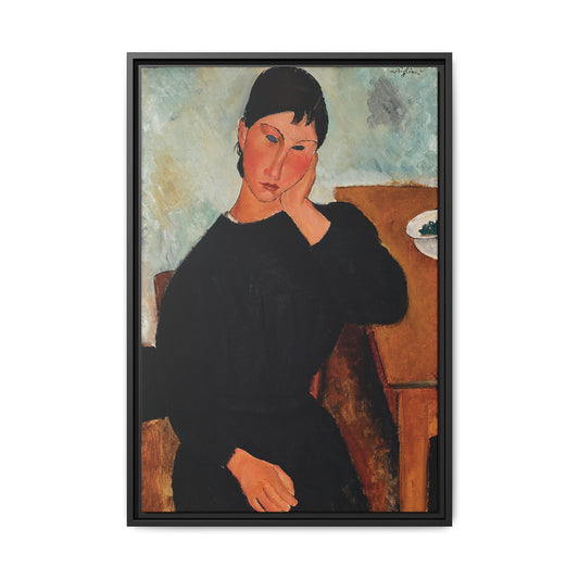 Elvira Resting at a Table (1919) by Amedeo Modigliani / Toile encadrée sur caisse américaine