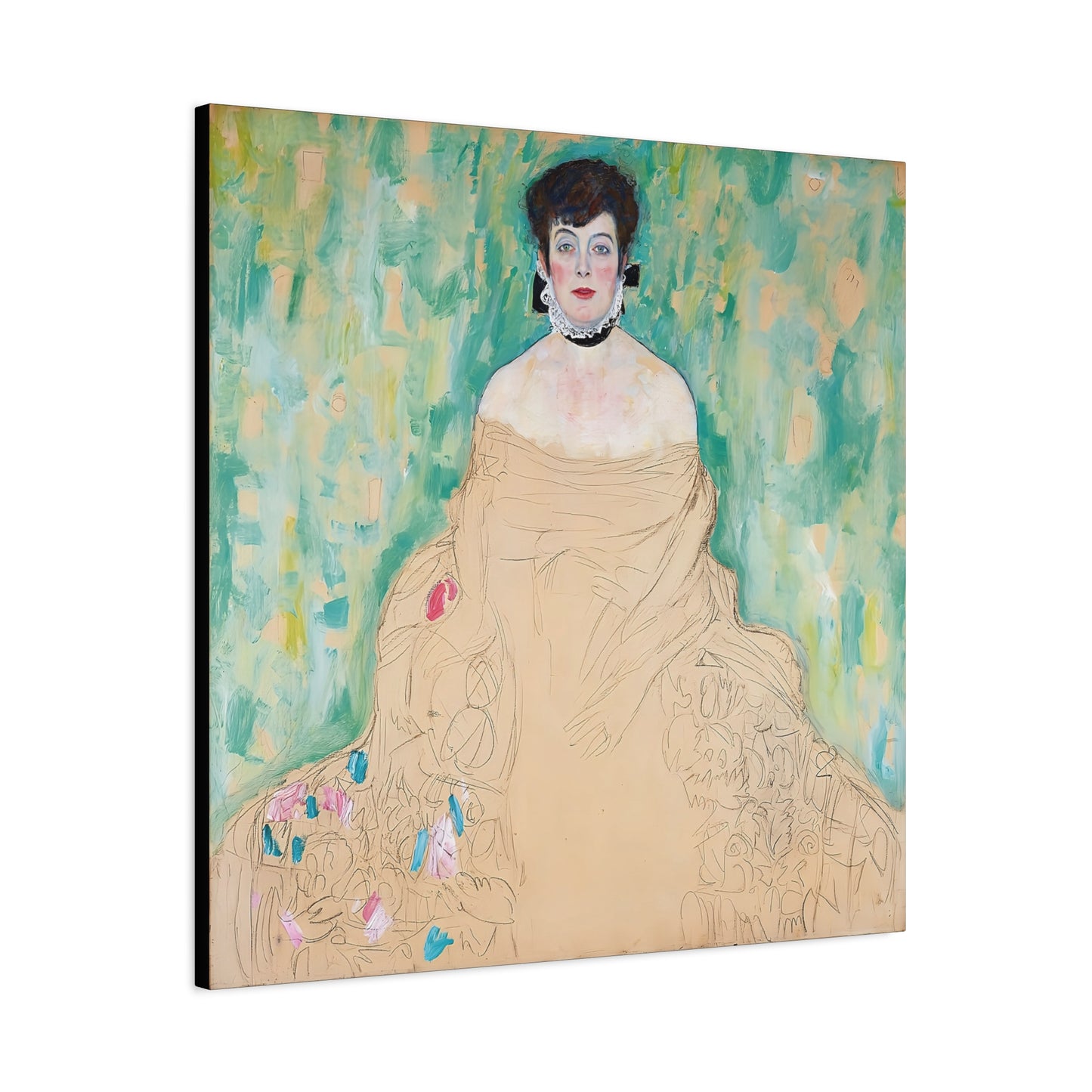 Amalie Zuckerkandl (1917) by Gustav Klimt / Reproduction Fine Art sur Toile / Flanc Large Epaisseur 3.2 cm - 1.25 inch
