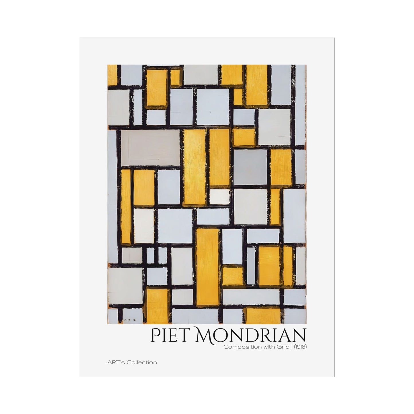 Composition with Grid 1 (1918) by Piet Mondrian / Affiche imprimée - Série ART's Collection