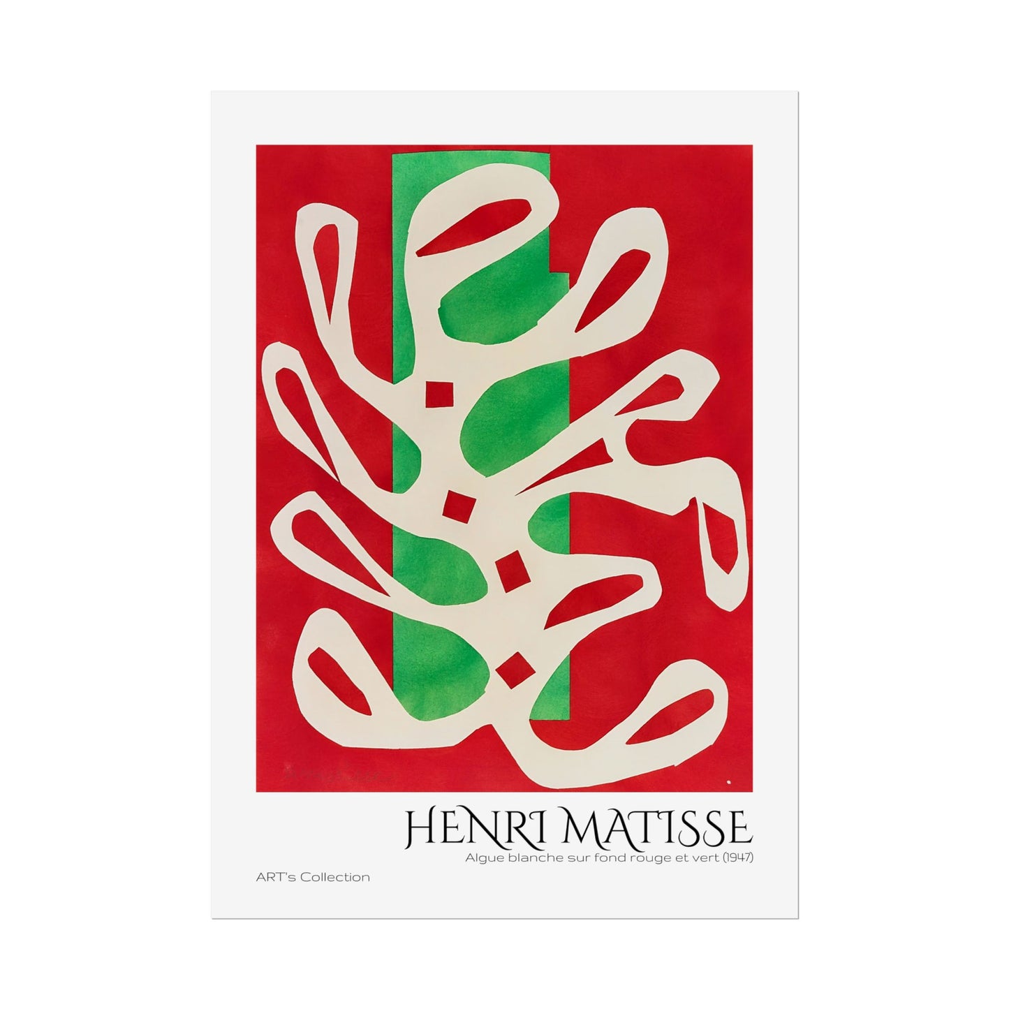 Algue blanche sur fond rouge et vert (1947) by Henri Matisse / Affiche imprimée - Série ART's Collection