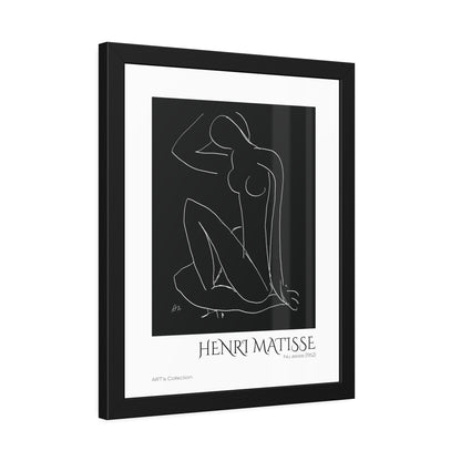 Nu assis (1952) by Henri Matisse version noire et blanche/ Affiche Encadrée série ART's Collection