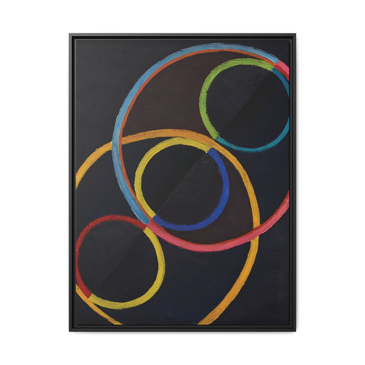 Relief noir avec des cercles de couleur  by Robert Delaunay  / Toile encadrée sur caisse américaine