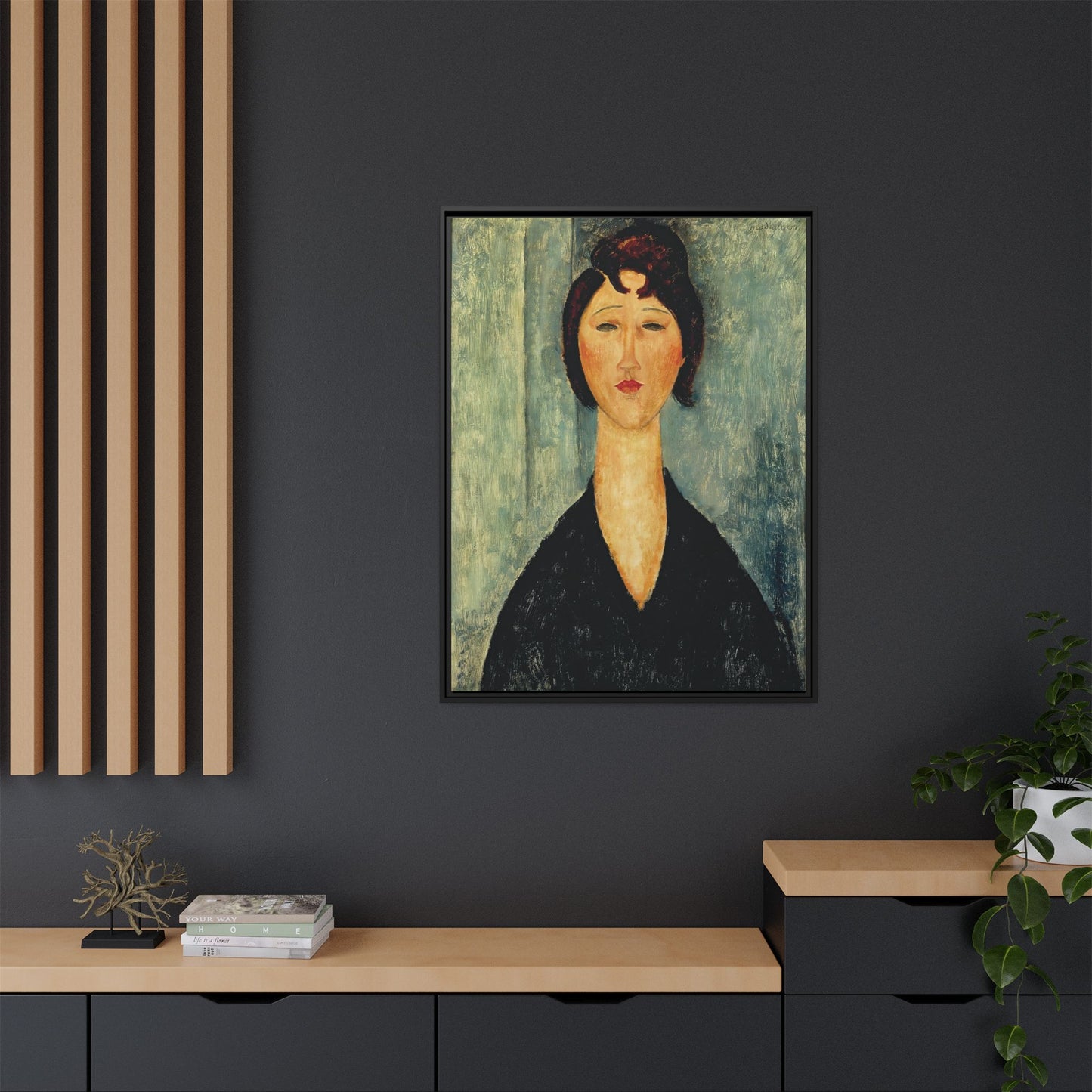 Portrait of a Young Woman (1918)  by Amedeo Modigliani / Toile encadrée sur caisse américaine